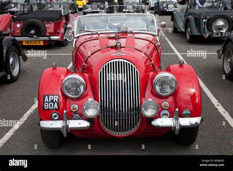 Red Morgan Sports Car Front View At Centenary Celebrations Cheltenham Racecourse Uk August 2009