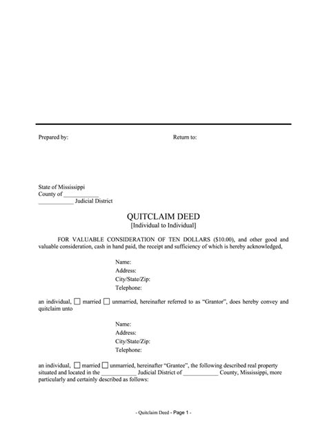 Mississippi Quit Claim Deed Form Fill Out And Sign Printable Pdf Fill Out And Sign Printable