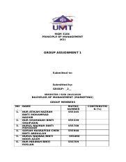 Format Principle Of Management Assignment Cover Page Docx Mgm