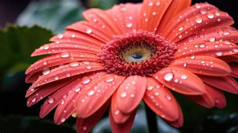 La Margarita De Barberton Gerbera Jamesonii Con Gotas De Agua En Primer