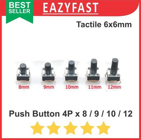 Jual Tactile Switch Push Button P X Mm Mm Sedang Pin Kaki