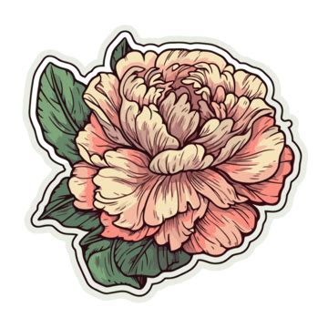 Peony Vector Sticker Design Clipart Sticker Design With Cartoon Peony