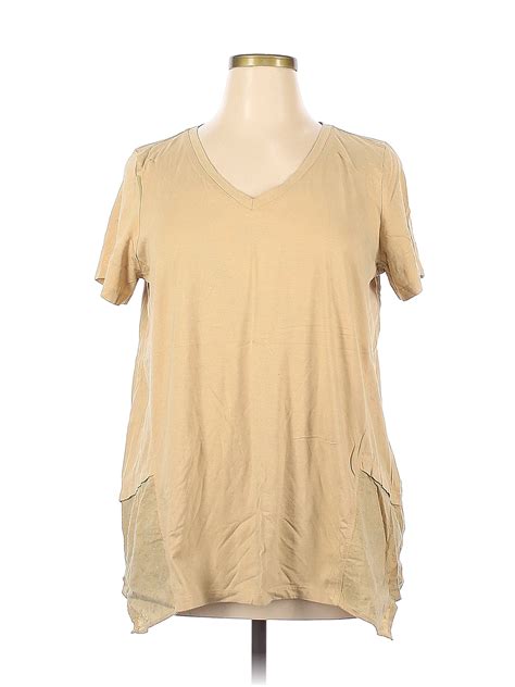 Logo By Lori Goldstein Tan Short Sleeve T Shirt Size 1x Plus 62