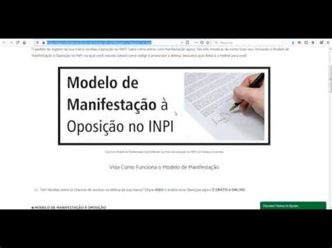 Modelo De Manifesta O Oposi O No Inpi Youtube