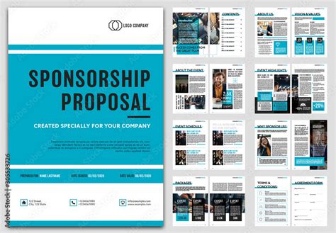 Modelo De Sponsorship Proposal Layout With Blue Accents Do Stock