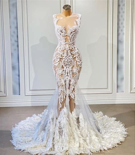 Luxury Wedding Dresses Feather Wedding Dresses Off White Wedding