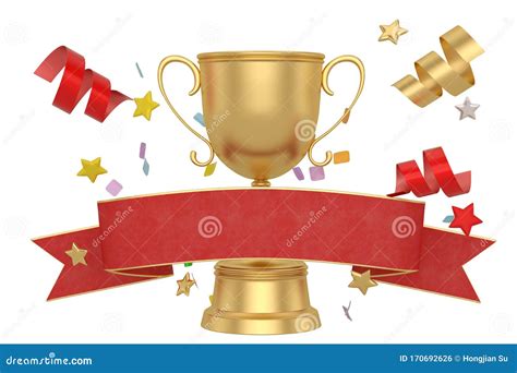 Gold Trophy Cup Isolated on White Background. 3D Illustration Stock ...