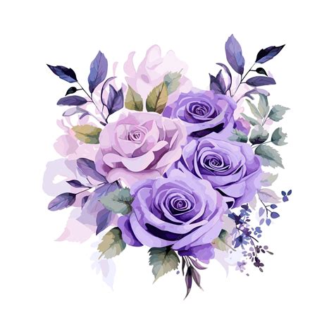 Premium Vector | Vector purple rose watercolor floral arrangement