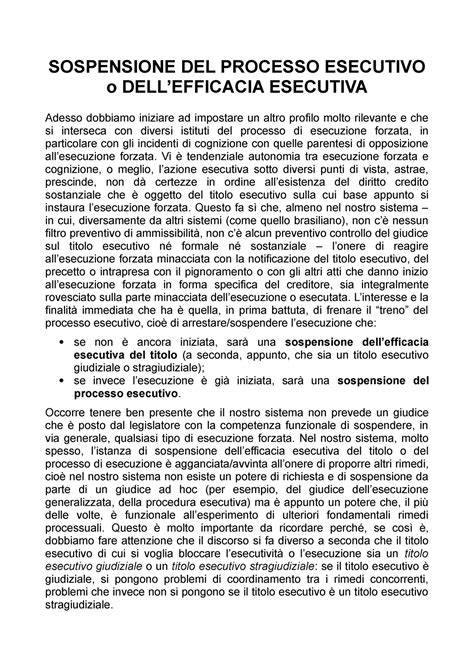 Sospensione DEL Processo Esecutivo SOSPENSIONE DEL PROCESSO ESECUTIVO