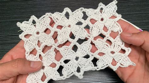 Hermosa Puntada A Crochet Con Motivos De Estrellas Unidas Cada Una Paso