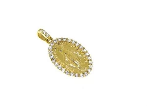 Pendentif M Daille En Or Jaune K Vierge Marie Miraculeuse Avec Cubic