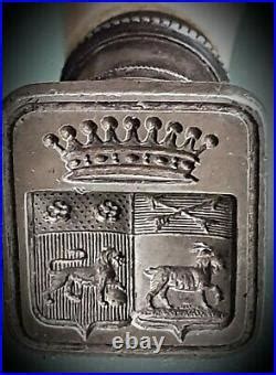 Sceau Cachet Armoiries Couronne Ancien Poin On Argent Comte