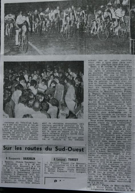 Sud Gironde CYCLISME Les belles nocturnes de Langon des années 1970