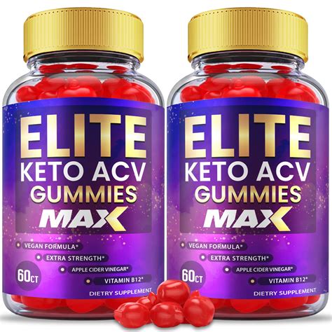 2 Pack Elite Keto Acv Gummies Max Strength Formula With Vitamin B12 And Beet Root Apple