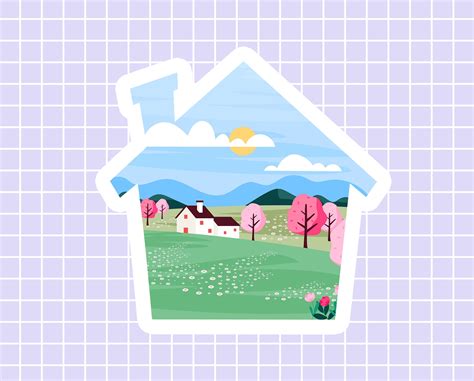 Cute Home Vinyl Sticker Little House Sticker Illustration | Etsy