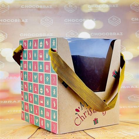 Caixa Panetone C Visor E Alca Natal Kraft Id Natal Ideia