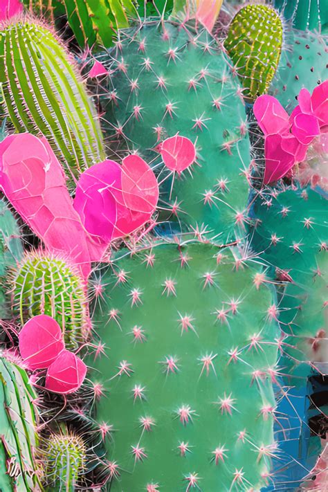 Neon Pastel Art Photograph Southwestern Cacti Succulents Prickly Pear ...