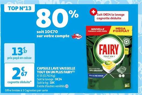 Promo Capsule Lave Vaisselle Tout En Un Plus Fairy Chez Auchan