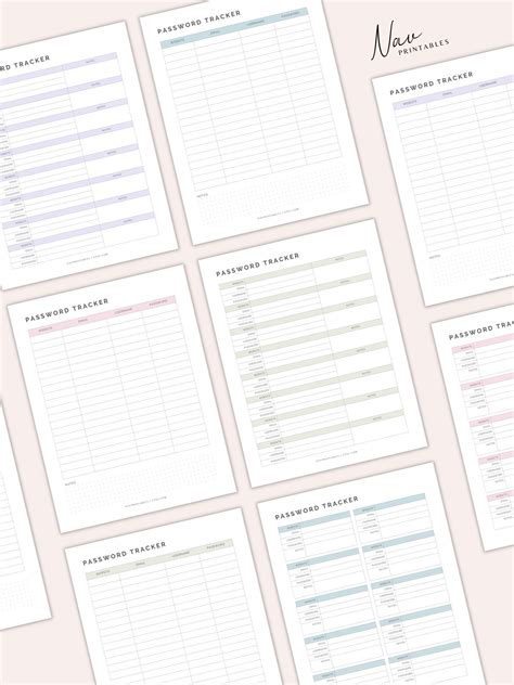 Password Tracker Printable Planner Printable Password Organizer Template Password Keeper And Log