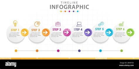 Infografik Vorlage für Unternehmen 6 Schritte Moderne Zeitleiste