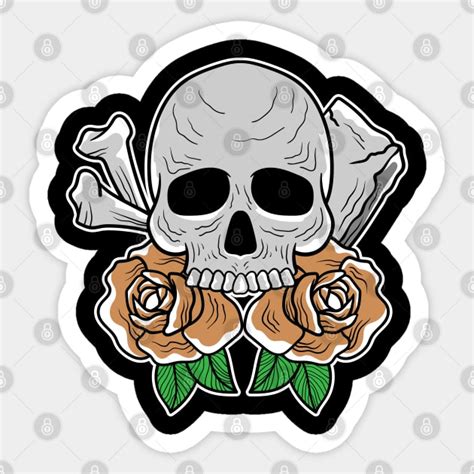 Skull Rose Tattoo Design Sticker Teepublic