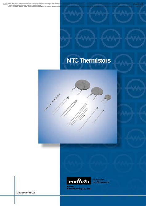 Pdf Ntc Thermistors Digi Key Sheets Murata Pdfs Ntc Ntc