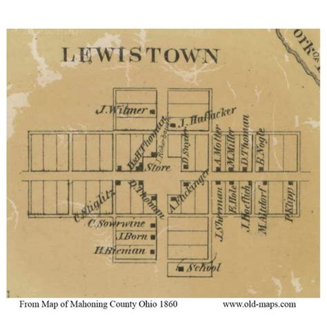 Lewistown Mahoning Co Ohio 1860 Old Town Map Custom Print