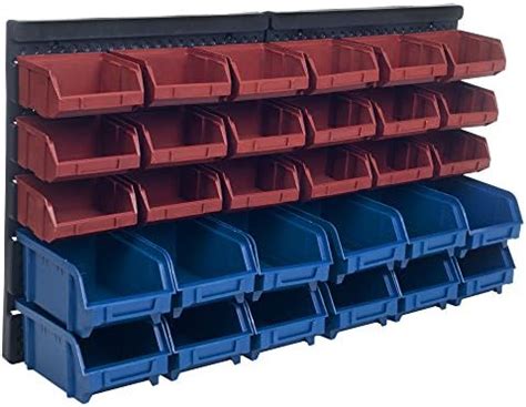 Wall-Mounted Garage Storage Bins - 30-Compartment Garage Organization ...