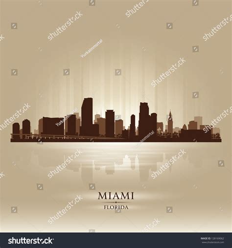 Miami Florida Skyline City Silhouette Stock Vector Royalty Free