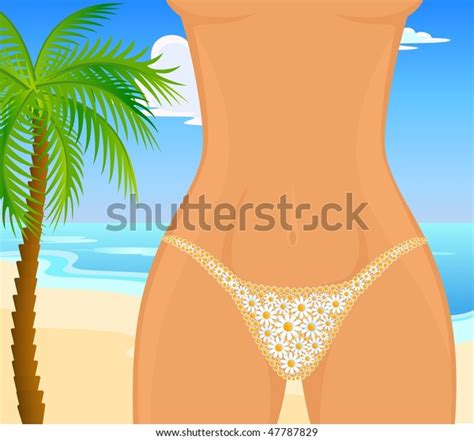 Sexy Womanish Thighs Bikini On Beach Stock Vector Royalty Free
