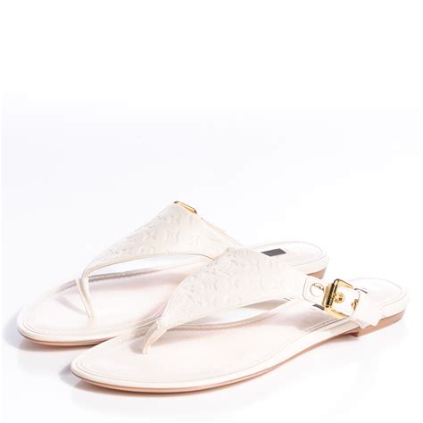 LOUIS VUITTON Blush Flat Thong Sandals White 78795