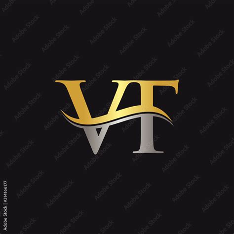 Initial Gold And Silver Vf Letter Linked Logo With Black Background