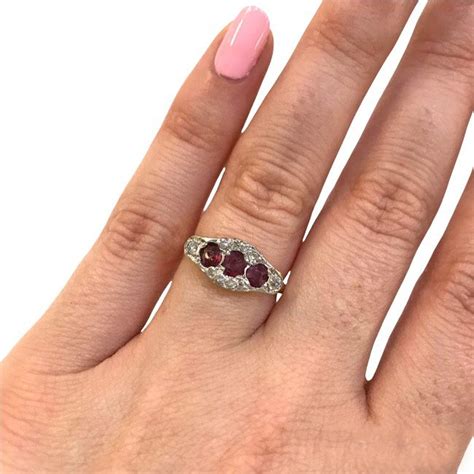 Vintage Ruby And Diamond Cluster Ring