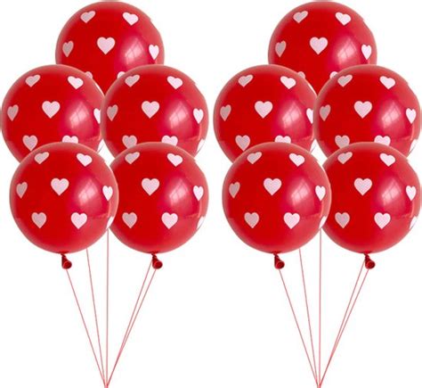 Liefdes Ballonnen Ballonnen Rood Met Witte Hartjes Liefde