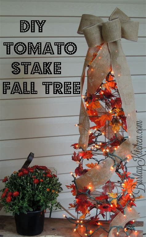 DIY Tomato Stake Fall Tree - Burlap Kitchen