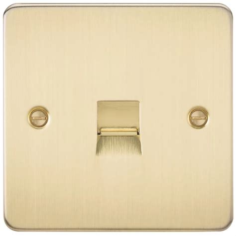 Knightsbridge Slave Telephone Socket Brushed Brass Screwfix