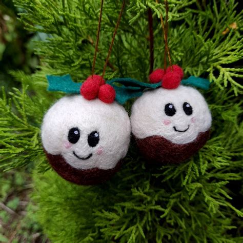 Christmas Puddings Two Needlefelt Christmas Pudding Baubles