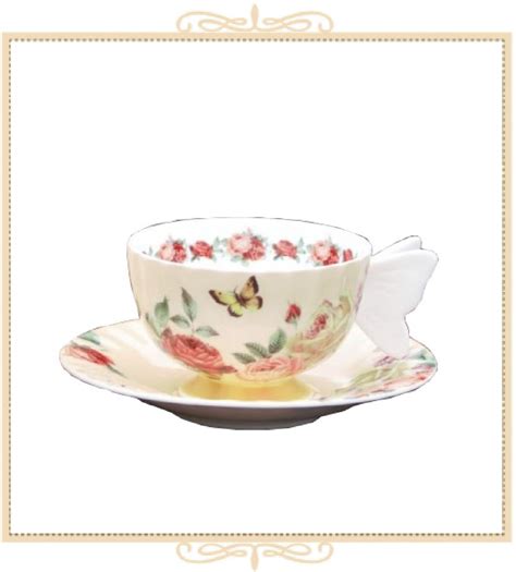 Butterfly Pink Teacup And Saucer Queen Mary Tea