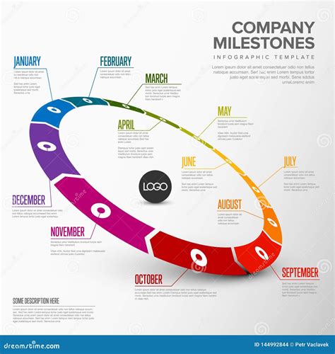 Full Year Circular Timeline Template Stock Vector Illustration Of