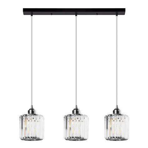 Lighting Crystal Pendant Light Modern 3 Light Clear Crystal Shade Pendant Light In Round Canopy