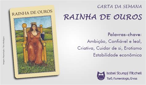 Carta Da Semana Rainha De Ouros Isabel Mitchell Tarot