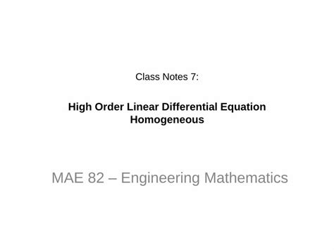 PDF High Order Linear Differential Equation Homogeneous DOKUMEN TIPS