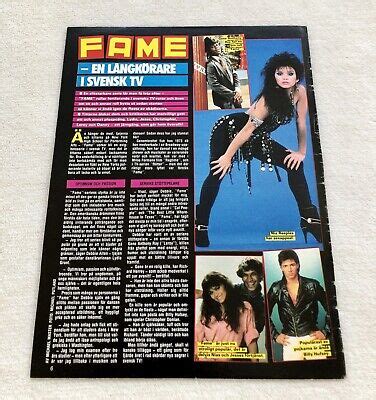 Nia Peeples Fame Tv Clipping Poster Swedish Music Magazine Okej