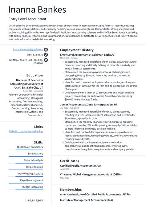 Top Entry Level Accountant Resume Objective Examples