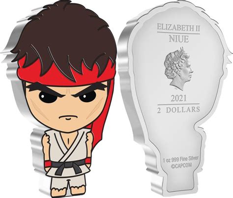 Niue 2 Dollar 2021 New Zealand Mint Street Fighter Ryu Chibi Coins