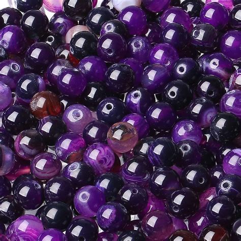 Amazon LAIDANLA Purple Striped Agate 8mm Natural Stone Beads Round