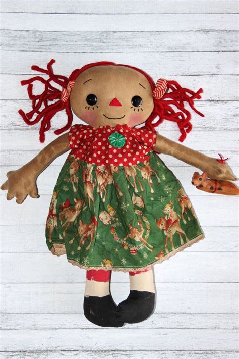 Christmas Deer Annie Primitive Raggedy Ann Doll Hafair Etsy