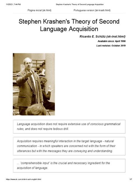 Stephen Krashen S Theory Of Second Language Acquisition Pdf Second Language Acquisition