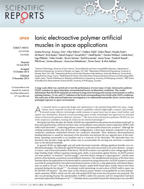 (PDF) Ionic electroactive polymer artificial muscles in space applications