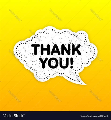 Thank you white speech bubble on yellow background